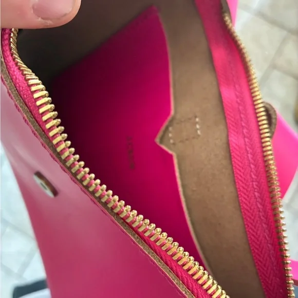 J Crew Hot Pink Leather Cross Body - Picture 6 of 7